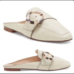 Louise et Cie Brileigh Bone Mules Sz 9.5 Tortoise Shell Buckle Momcore Coastal